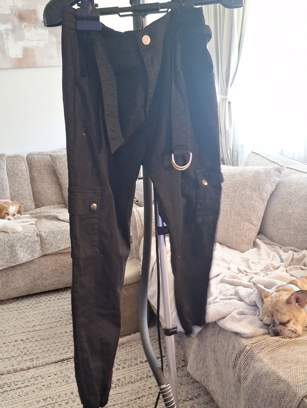 AKIRA Black Cargo Joggers with D-Ring Belt